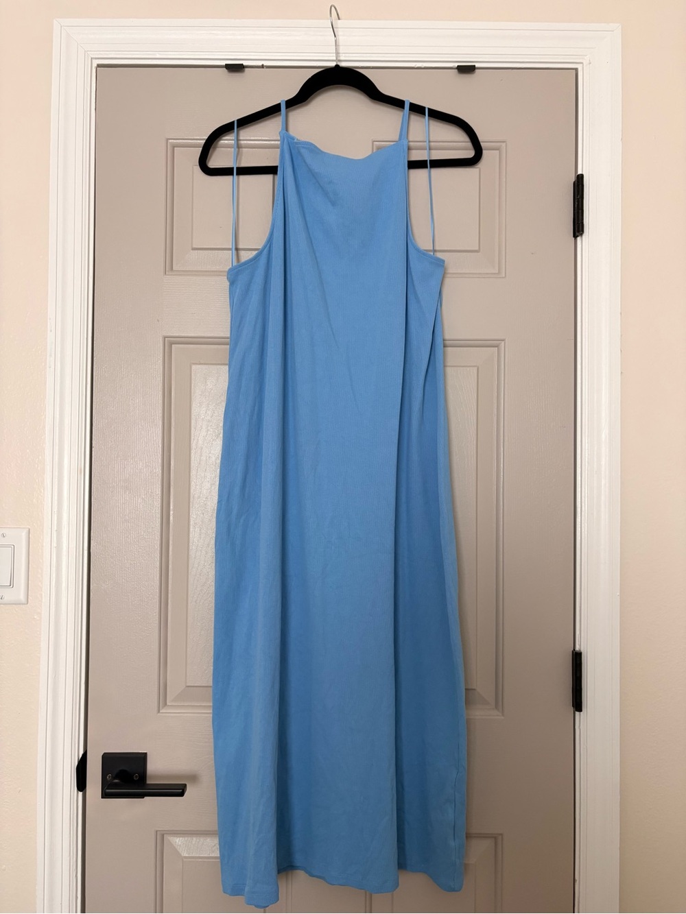 Old Navy Light Blue Ribbed Halter Midi Dress